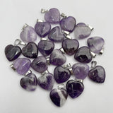 Amethyst Gemstone Heart Pendant Necklace Charm 24pc
