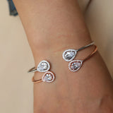 Silver Pear Charms Zirconia Bangle for Women Rose Colors