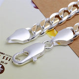 925 Sterling Silver 10MM Chain Bracelet Jewelry for Women Men