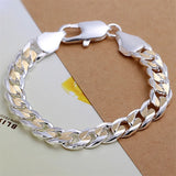 925 Sterling Silver 10MM Chain Bracelet Jewelry for Women Men