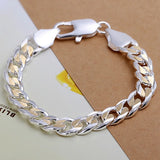 925 Silver 10MM Chain Bracelet Gift for Women Men