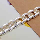 925 Silver 10MM Chain Bracelet Gift for Women Men