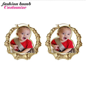 Bamboo Hoops Earrings Personalized Acrylic Laser DIY Jewelry