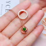 Green Jade Necklace for Women with Silver