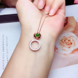 Green Jade Necklace for Women with Silver
