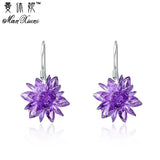 Crystal Ice Flower Drop Earrings Silver-Plated Jewelry