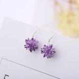 Crystal Ice Flower Drop Earrings Silver-Plated Jewelry