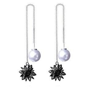 Crystal Ice Flower Drop Earrings Silver-Plated Jewelry