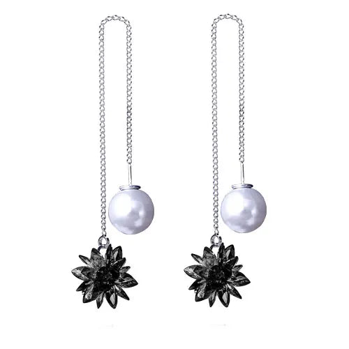 Crystal Ice Flower Drop Earrings Silver-Plated Jewelry