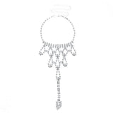 Rhinestone Flower Wedding Anklet with Toe - Boho Foot Beach Anklet