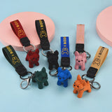 French Bulldog Leather Keychain Bag Pendant Car Key Holder Chain Ring