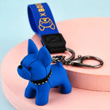 French Bulldog Leather Keychain Bag Pendant Car Key Holder Chain Ring