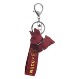 French Bulldog Leather Keychain Bag Pendant Car Key Holder Chain Ring