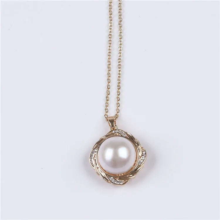 Women's Pearl Pendant Necklace, Plated Chain