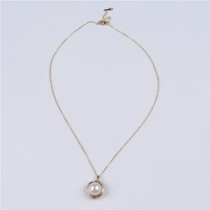 Women's Pearl Pendant Necklace, Plated Chain