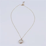 Women's Pearl Pendant Necklace, Plated Chain