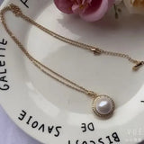 Women's Pearl Pendant Necklace, Plated Chain