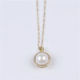 Women's Pearl Pendant Necklace, Plated Chain