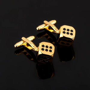 Golden Dice Cufflinks Gambling Wedding Cufflinks