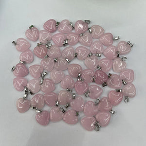 Amethyst Quartz Rose Heart Pendant Necklace Jewelry Accessory 36pc