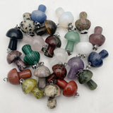 Rose Quartz Amethyst Stone Mushroom Pendant for Jewelry Making