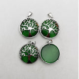 Green Cat's Eye Stone Tree of Life Necklace Pendant