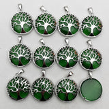 Green Cat's Eye Stone Tree of Life Necklace Pendant