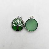 Green Cat's Eye Stone Tree of Life Necklace Pendant