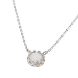 925 Sterling Silver Fire Opal Crown Necklace