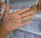 925 Sterling Silver CZ Drip Drop Charm Choker Necklace