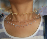 925 Sterling Silver CZ Drip Drop Charm Choker Necklace