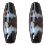 Natural Tibetan Dzi Beads Oval Five Blessings Two Tone AAA 13x38mm