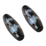 Natural Tibetan Dzi Beads Oval Five Blessings Two Tone AAA 13x38mm