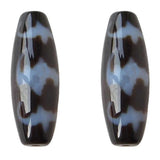 Natural Tibetan Dzi Beads Oval Five Blessings Two Tone AAA 13x38mm