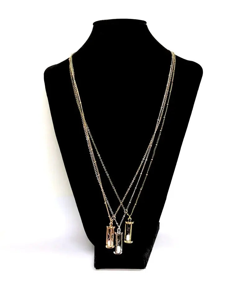 Vintage Metal Hourglass Long Chain Necklace