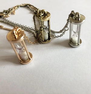 Vintage Metal Hourglass Long Chain Necklace