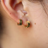 Vermeil 925 Sterling Silver Wide Mini Hoops Earrings