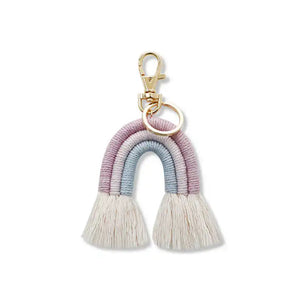 Rainbow Keychain Boho Pom Pom Tassel Macrame Keychains Women Girls