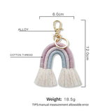 Rainbow Keychain Boho Pom Pom Tassel Macrame Keychains Women Girls