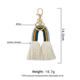 Rainbow Keychain Boho Pom Pom Tassel Macrame Keychains Women Girls