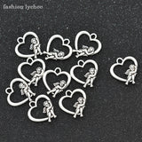 10pcs Angel Wings Love Heart Charms Tibetan Silver Beads For DIY Jewelry Making