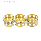 10pcs Golden Dreadlock Beads Crystal Hair Braid Women Accessories