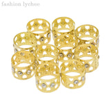 10pcs Golden Dreadlock Beads Crystal Hair Braid Women Accessories