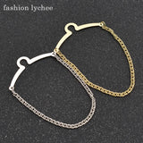 2pcs Silver Metal Tack Clip Clasp Men's Necktie Link Tie Chain