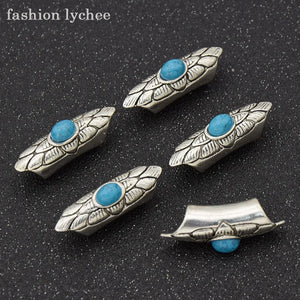 5pcs Antique Red Natural Stone Dreadlock Tube Cuff Clip