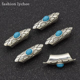 5pcs Antique Red Natural Stone Dreadlock Tube Cuff Clip