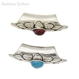 5pcs Antique Red Natural Stone Dreadlock Tube Cuff Clip