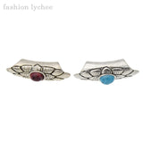 5pcs Antique Red Natural Stone Dreadlock Tube Cuff Clip