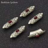 5pcs Antique Red Natural Stone Dreadlock Tube Cuff Clip