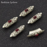 5pcs Antique Red Natural Stone Dreadlock Tube Cuff Clip